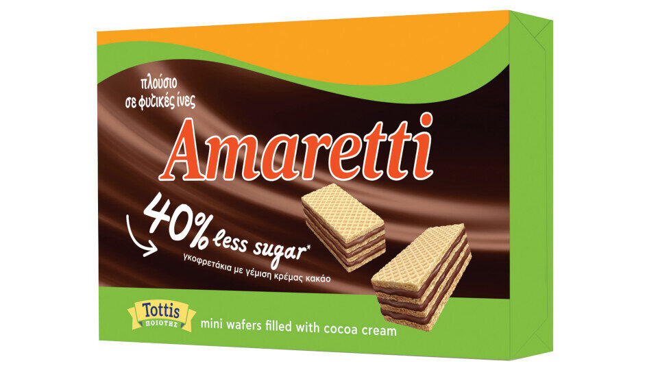 Amaretti 40% Less Sugar με γέμιση κρέμας κακάο, πλούσια σε φυτικές ίνες και με 40% λιγότερη ζάχαρη