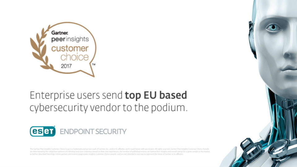 «Bronze Award» για τη λύση ESET Endpoint Security από τα Βραβεία «2017 Gartner Customer Choice Awards» 