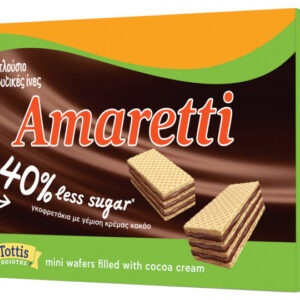 Amaretti 40% Less Sugar με γέμιση κρέμας κακάο, πλούσια σε φυτικές ίνες και με 40% λιγότερη ζάχαρη