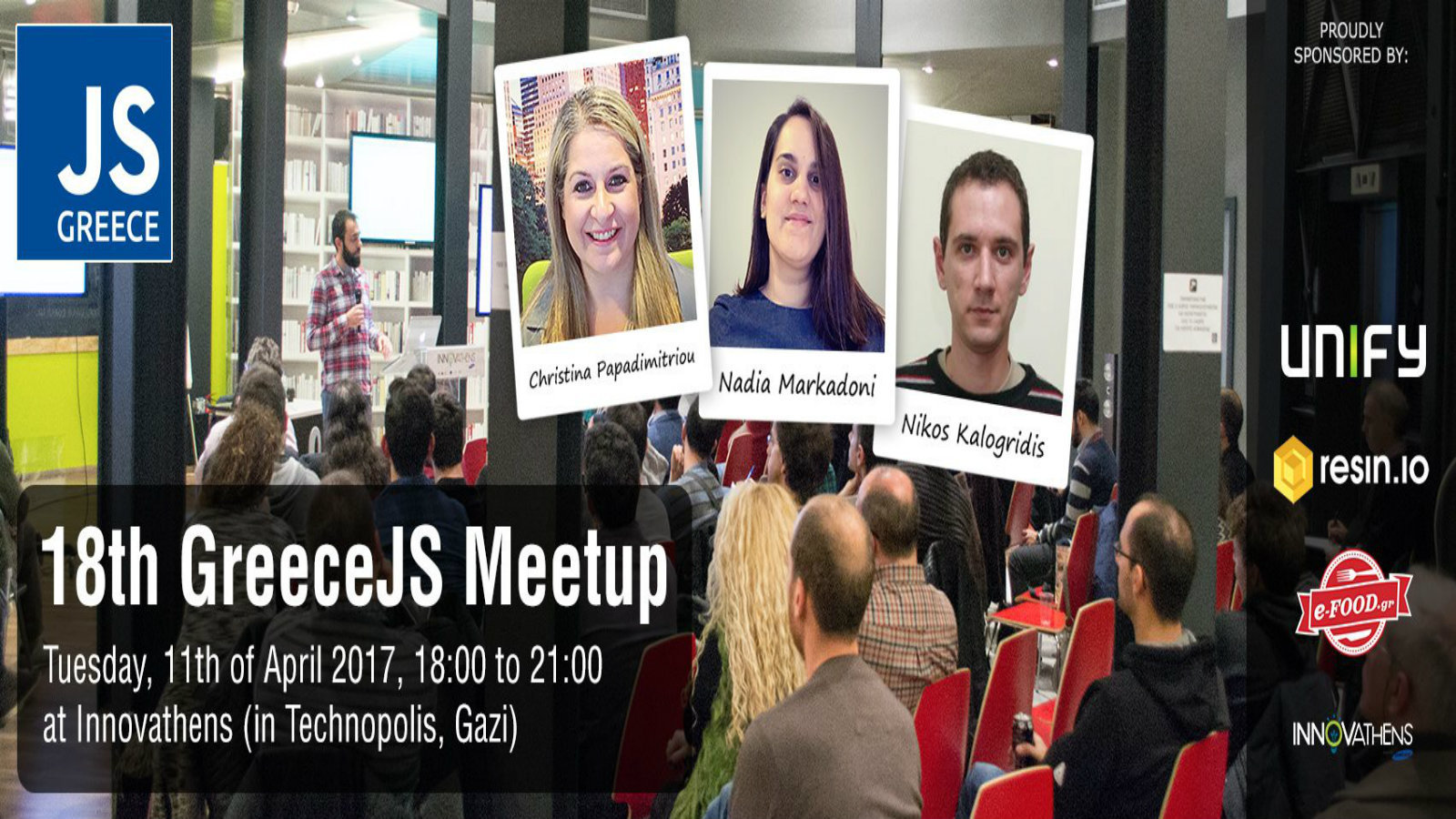 18ο GreeceJS MeetUp την Τρίτη 11 Απρίλιου