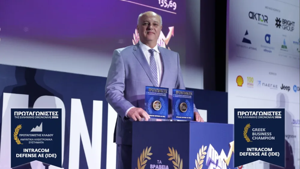 Διπλή διάκριση απέσπασε η INTRACOM DEFENSE στα Βραβεία «Πρωταγωνιστές της Ελληνικής Οικονομίας 2026»