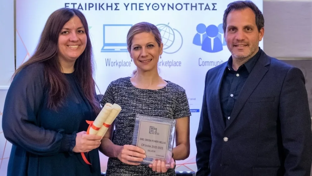 Η Enel Green Power Hellas βραβεύτηκε για την υψηλή της επίδοση στη βιώσιμη ανάπτυξη